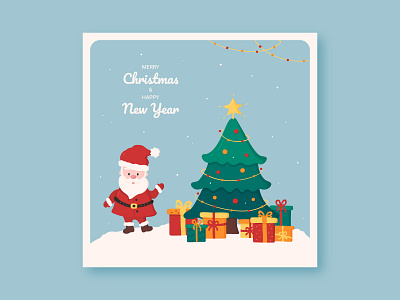 Holiday card card cartoon christmas christmas tree cute design gift box illustration merry new year postcard santa claus vector winter