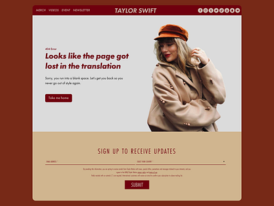 404 Page for Taylor Swift Website Concept ui ux ux writing