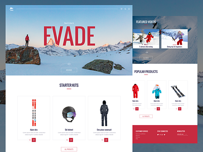 Evade - Ecommerce Ski equipment ecommerce interface mountains ski ui webdesign website
