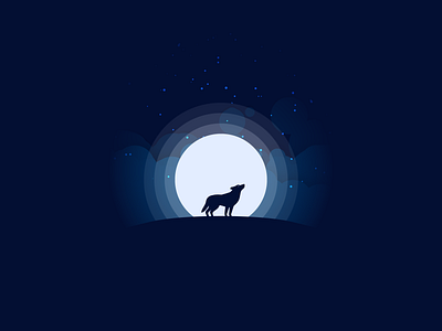 Wolf at moon design design art illustration ilustracao inspiration logo