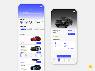 Car Rental App UI Design app application application design car car rent car rental car rental app design graphic design mobile app mobile app design rent a car ui ux