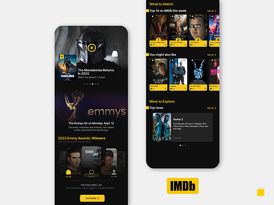 IMDb ReDesign (Home Page) amazon app application design graphic design homepage imdb mobile app mobile app design movie movie app movie rating rating app ui ux