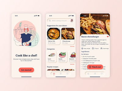 Cook It! - Recipe app app cooking design figma illustration mobile neumorphism recipe ui