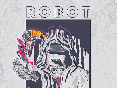 Robot Album Cover illustration migraine robot rock n roll rough