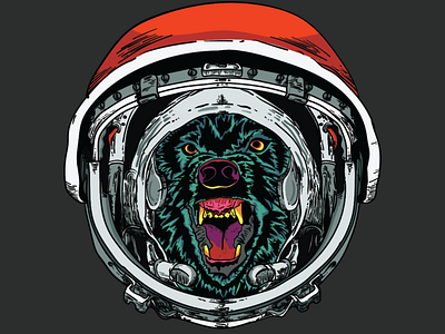Cosmic Howler Sticker Design astronaut howl sticker design wolf