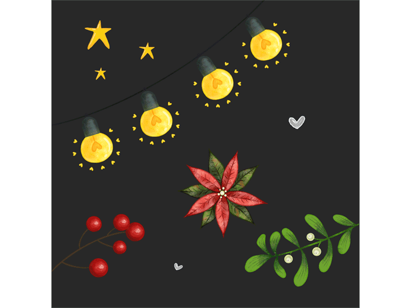 Christmas stickers animation christmas gif ligths mistletoe motion graphics snowflake star watercolor
