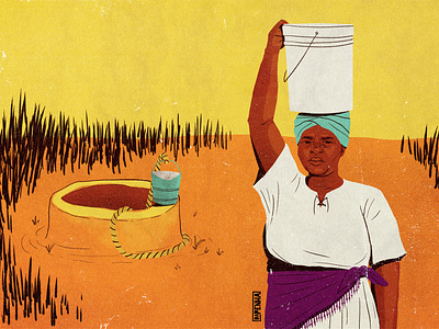 THIRST (SEDE) - Oxfam Brasil 2021 artwork black black woman illustration minimal minimalism oxfam poster design poverty rural workers thirst warm water
