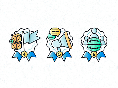 Reward Badges 2 box chat bubble flag globe icon illustration leadership marketing megaphone network outline social media