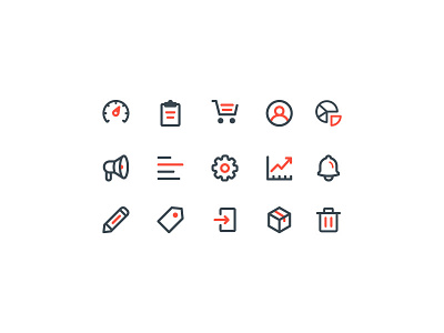 Dashboard Icons analytics clipboard control panel edit icon illustration megaphone outline price tag profile settings shopping cart