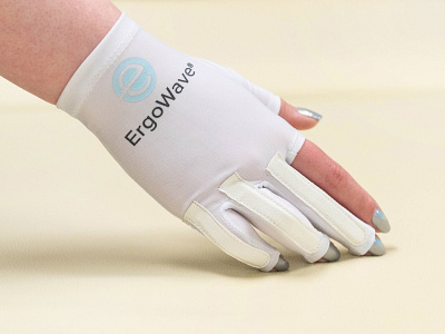 ErgoWave® Logo on Glove brand development branding logo logo design natural light photography photography print design product photography skincare sugaring