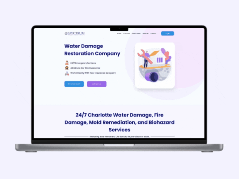 Cleanup and Restoration Company UI Design cleaning website colorful web ui damage cleanup minimal ui design modern ui design restoration restoration website software ui ui ux web ui