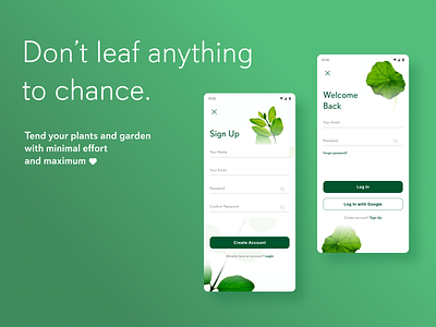 Signup Screen - Daily UI Challenge 01 dailyui dailyui01 dailyuichallenge login mobile plants signup uichallenge