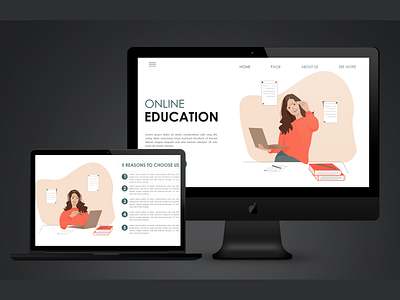 Landing page "Online education" bright design graphic design illustration internet vector