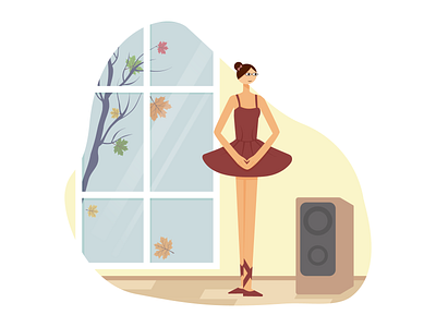 Character with exaggerated proportions "Ballerina" bright cheerful mood design graphic design illustration vector