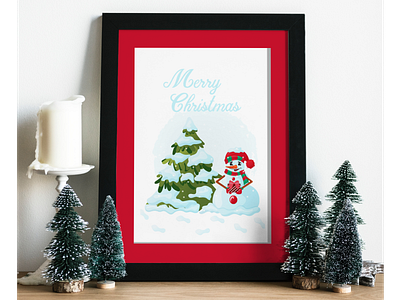 Merry Christmas bright design graphic design illustration snowman vector