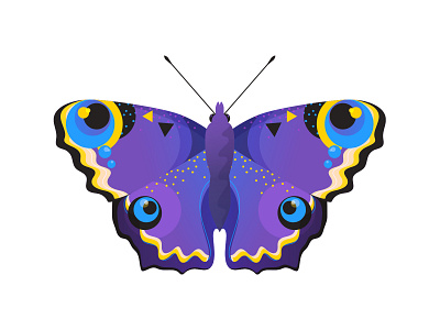 European Peacock Butterfly butterfly colorful design european peacock flat illustrator nature nature illustration pattern peacock vector