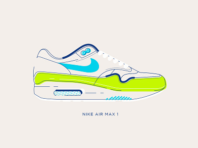 Nike Air Max 1 Sneaker design flat illustrator linear nike nike air max running shoe shoes sneaker sneaker illustration sneakers sports sports shoe trainers training vector