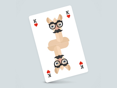 King of Hearts alpaca cards cards design caricature design flat glasses hearts human illustration illustrator king of hearts llama moustache nerdy playing card playingcards portrait portrait art vector vector illustration vectorart
