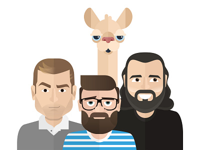3 guys and a llama caricature design flat human illustrations illustrator portrait portrait art vector vector illustration vectorart