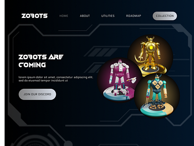 Zobots - NFT Project Collection clean design figma futuristic graphic design hd high quallity nft robot technology ui