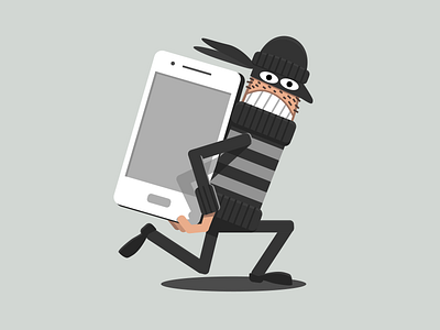 Mobile Thief flat design minimalist phone robbery smartphone thief vector
