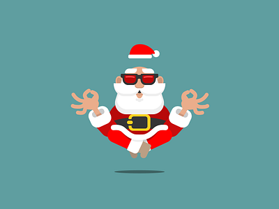 Santa Claus Levitating christmas flat design floating levitating minimalist papa noel red santa claus sunglasses vector illustration xmas