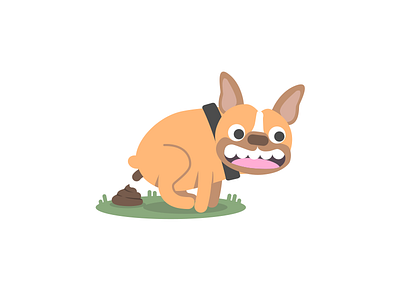 Cute Bulldog doing poop. bulldog cartoon cute dog flatdesign frenchie illustration minimal pet poop puppy vector