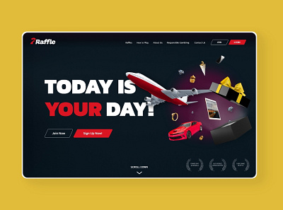 Raffle WebSite branding design fun gamble game typography ui ux website