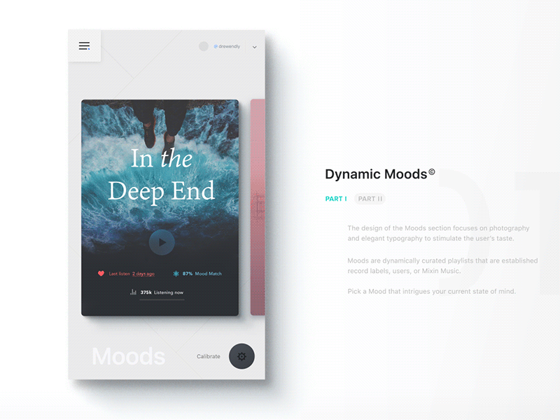 MIXIN — Modern Music App app clean debut interaction material design mobile modern motion music playlist search uiux
