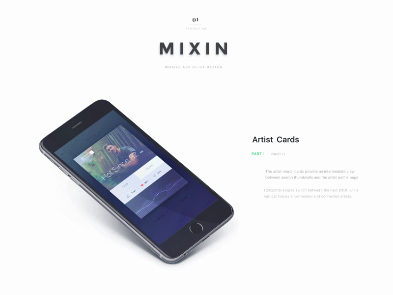 MIXIN – Portfolio Case File app case study clean live mockup material design minimal mixin mobile mockup music ui web