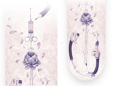 Trifecta – Skate Deck no.1 aryz board deck digital painting flower illustration mcbess rose skate skateboard syringe wacom