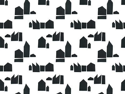 Hand cut repeat pattern black and white houses pattern pattern design repeat surface pattern