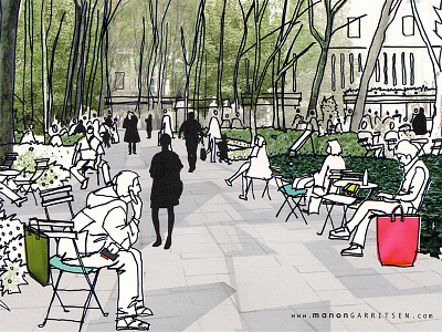 Bryant Park NY collage illustration new york park photoshop