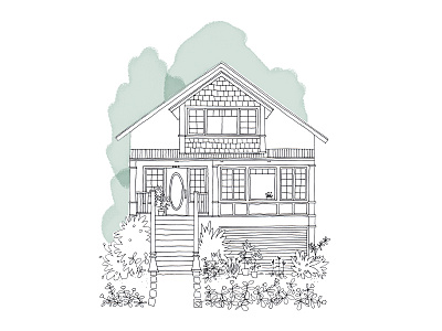 Custom Vancouver house illustration custom house illustration line drawing vancouver