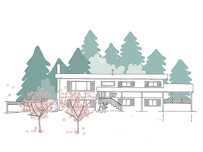 Custom illustration architecture custom house drawing illustration line drawing