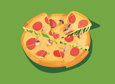 Illustration of pizza card illustration illustrator pizza salami vector