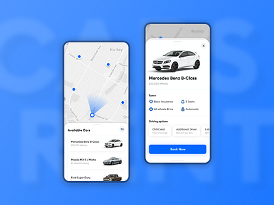 Car Rent App blue blue and white booking car mobile mobile ui rent rental app