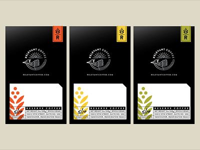 Relevant Reserve Coffee Concepts clean coffee coffee bag coffee bean design labels layout pacific northwest packaging