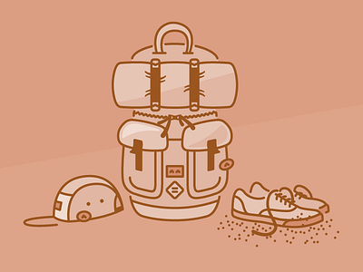 Camping backpack camping illustration