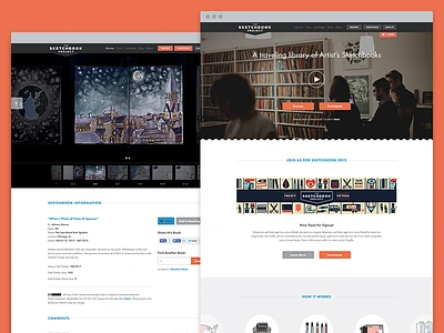 The Sketchbook Project Website flat homepage illustrations new york sketchback sketchbook project system ui
