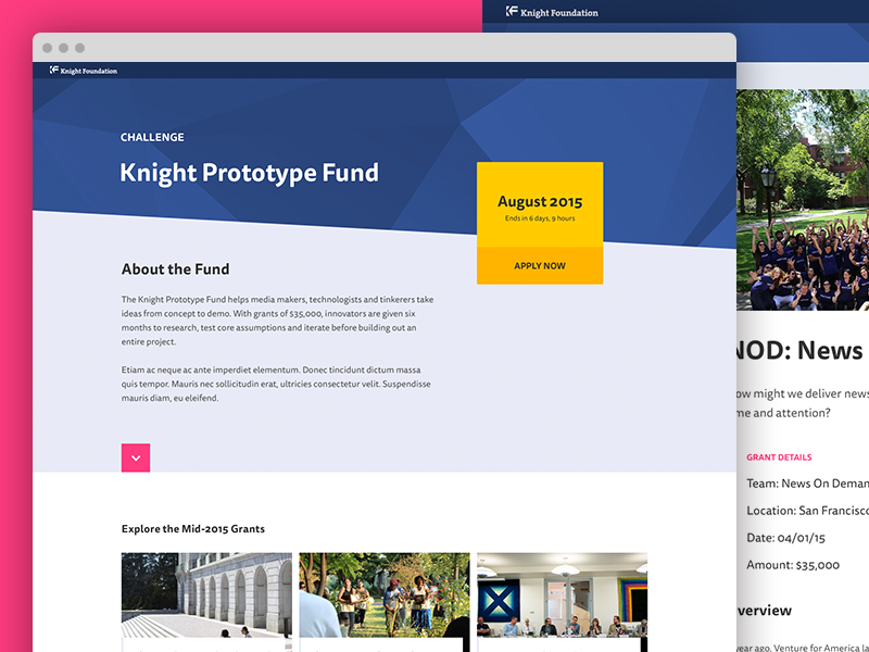 Knight Prototype Fund browse cards challenge knight foundation landing page