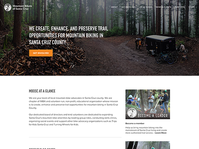 MBoSC UI Redesign home page landing page mountain bike trails wordpress