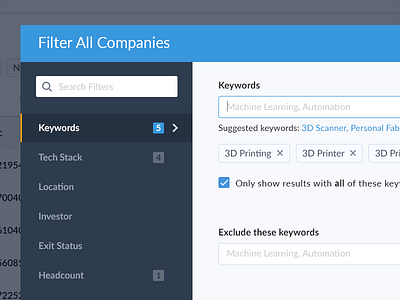 40+ Company Filters UI