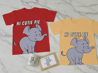 Hi Cutie Pie Elephant Kids T-shirt concept baby kid baby tshirt branding cretive design elephant graphic design illustration kids kids tshirt pod print ready tshirt typography vector