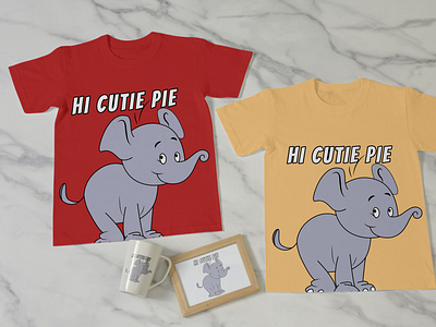 Hi Cutie Pie Elephant Kids T-shirt concept