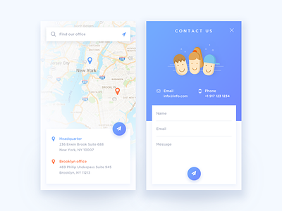 Daily UI #028 Contact Us / Daily UI #029 Map 028 029 app contact contactus daily dailyui form icon map mobile ui
