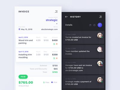 Daily UI #046 Invoice 046 app budget daily dailyui history invoice mobile price ui ux