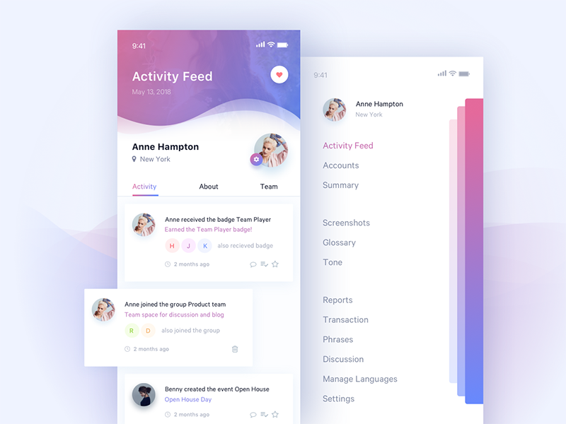 Daily UI #047 Activity Feed by Hijin Nam on Dribbble