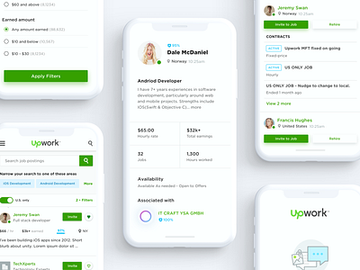 Upwork Mobile Size Design Explorations