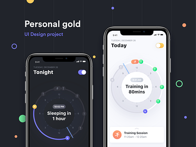 Personal Gold: UI Design Case Study app branding case study casestudy day exercise fitness app icon logo mobile night tracking app ui ux